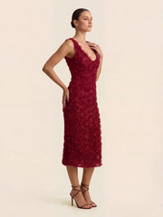 Rosette Sleeveless Midi Dress