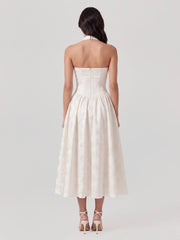 Embossed Jacquard Halter Midi Dress