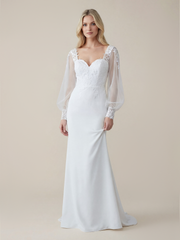 White Embroidered Bishop Sleeve Maxi Dress