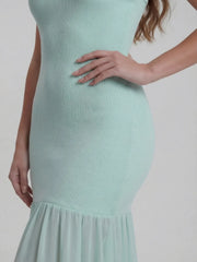Bandage Knit Maxi Dress with Chiffon Skirt