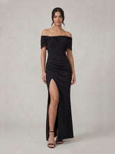 Bardot Bow Detail Maxi Dress With Thigh Split
