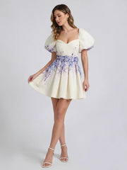 Chic A-Line Print Belted Mini Dress
