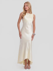 Criss-Cross Open-Back Satin Midi Dress