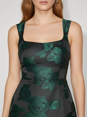 Floral Satin Jacquard Mini Dress