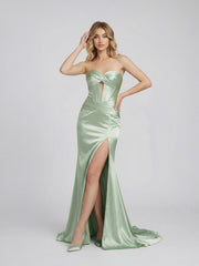 Hollowed-Out Heart-Shaped Fitted Slit Dress