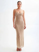Mesh-Back Maxi Dress with Hot-Fix Detail