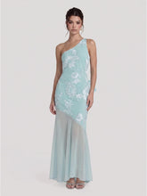 One-Shoulder Sheer Hem Maxi Dress