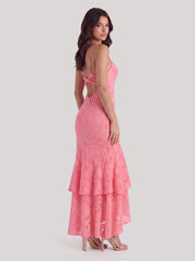 Floral Jacquard Plunge Maxi Dress