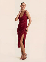 Rosette Sleeveless Midi Dress