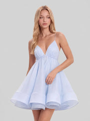 Deep V-Neck Spaghetti Strap Mini Dress
