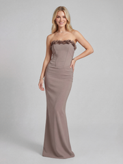 Elastic Rose Bow Strapless Gown