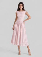 Exquisite Boat Neck Fil-Coupé Maxi Dress