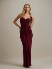 Exquisite Pleated Strapless Wrap Sweetheart Maxi Dress