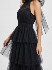Halter Neck Tiered Tulle Gown