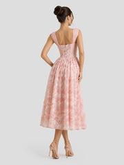 Lace-Up Corset A-Line Midi Dress