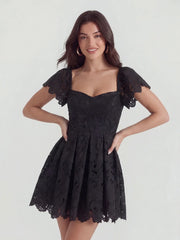 Lace Sweetheart-Neck Mini Dress
