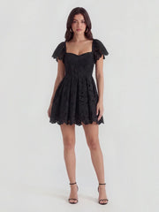 Lace Sweetheart-Neck Mini Dress