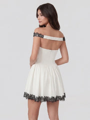 Lace Trim Off-Shoulder Mini Dress