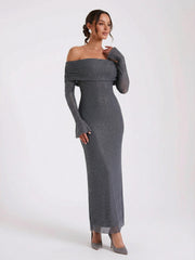 Off Shoulder Diamante Maxi Dress