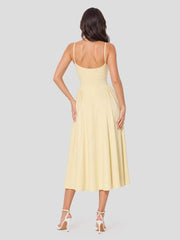 Modal Lace Trim Sweetheart Neck Midi Dress