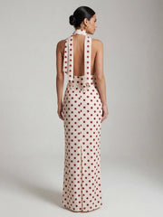 Polka Dot Halter Chiffon Maxi Dress