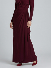 Ruffle Long Sleeve Sheath Gown