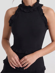 Tiered Ruffle Halterneck Maxi Dress